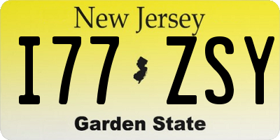 NJ license plate I77ZSY