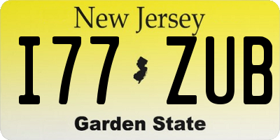NJ license plate I77ZUB