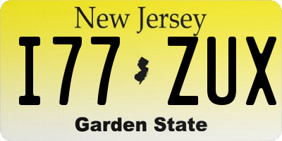 NJ license plate I77ZUX