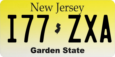 NJ license plate I77ZXA