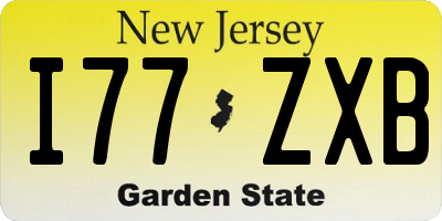 NJ license plate I77ZXB
