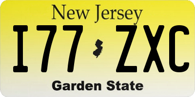 NJ license plate I77ZXC
