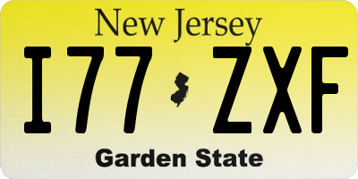 NJ license plate I77ZXF