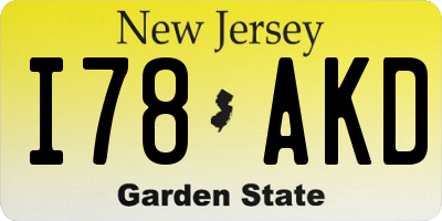 NJ license plate I78AKD