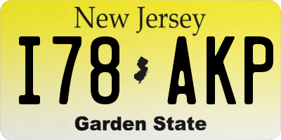 NJ license plate I78AKP