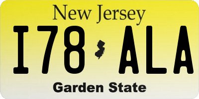 NJ license plate I78ALA