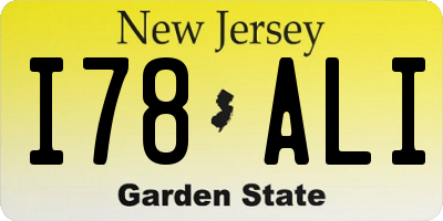 NJ license plate I78ALI