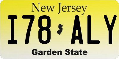 NJ license plate I78ALY