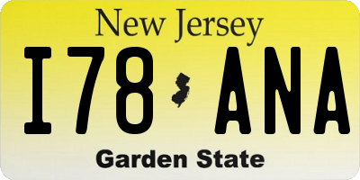 NJ license plate I78ANA