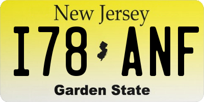 NJ license plate I78ANF