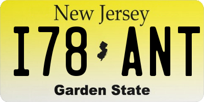 NJ license plate I78ANT
