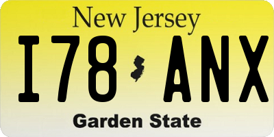 NJ license plate I78ANX