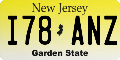 NJ license plate I78ANZ