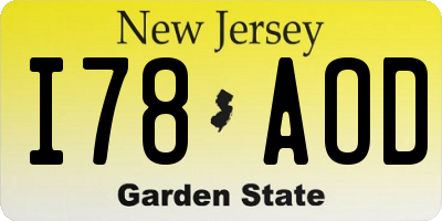 NJ license plate I78AOD
