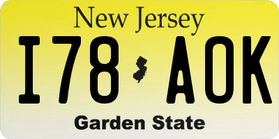 NJ license plate I78AOK