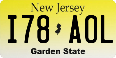 NJ license plate I78AOL