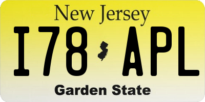 NJ license plate I78APL