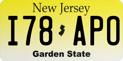 NJ license plate I78APO