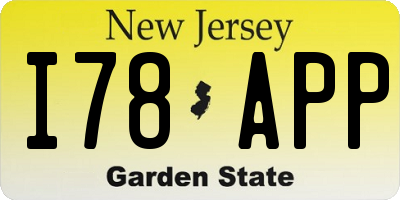 NJ license plate I78APP