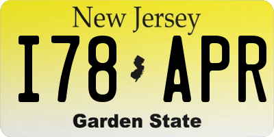 NJ license plate I78APR
