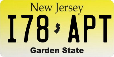 NJ license plate I78APT