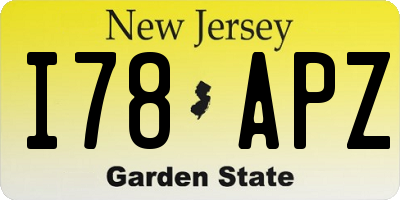 NJ license plate I78APZ