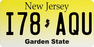 NJ license plate I78AQU