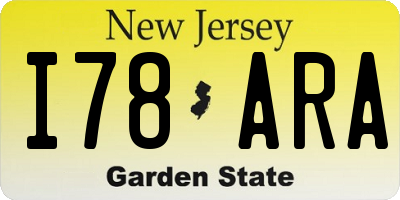 NJ license plate I78ARA