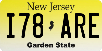 NJ license plate I78ARE
