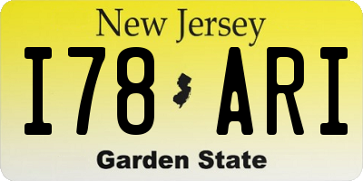 NJ license plate I78ARI