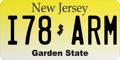 NJ license plate I78ARM
