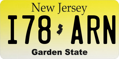 NJ license plate I78ARN