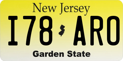 NJ license plate I78ARO