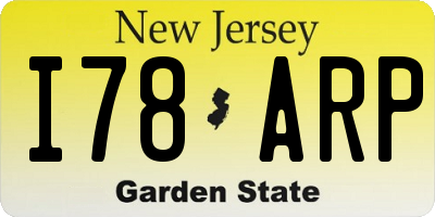 NJ license plate I78ARP