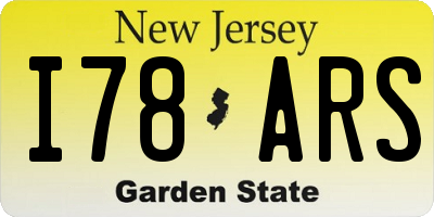 NJ license plate I78ARS