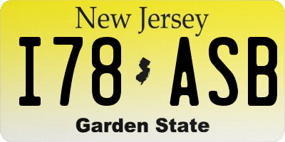 NJ license plate I78ASB