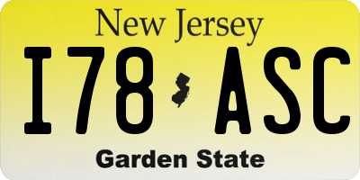 NJ license plate I78ASC