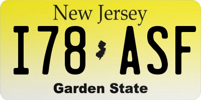 NJ license plate I78ASF