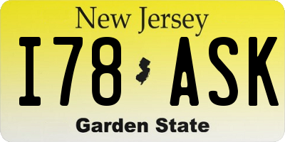 NJ license plate I78ASK