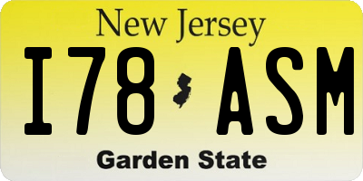 NJ license plate I78ASM
