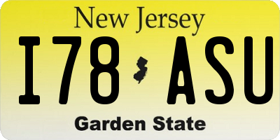 NJ license plate I78ASU