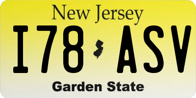 NJ license plate I78ASV