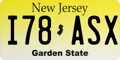 NJ license plate I78ASX