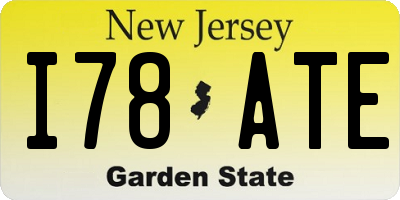 NJ license plate I78ATE