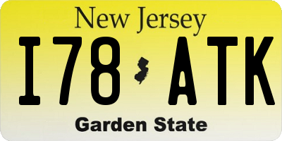 NJ license plate I78ATK