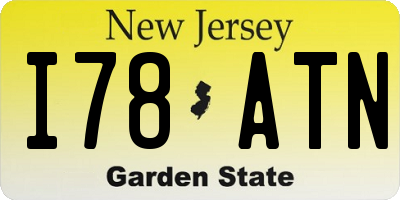 NJ license plate I78ATN