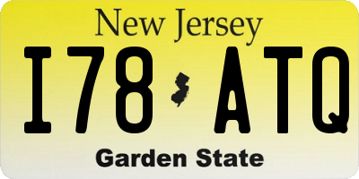 NJ license plate I78ATQ