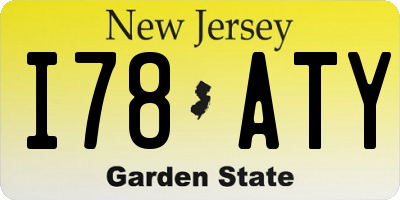 NJ license plate I78ATY