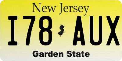 NJ license plate I78AUX