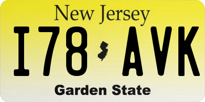 NJ license plate I78AVK